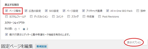 表示オプション-ページ属性