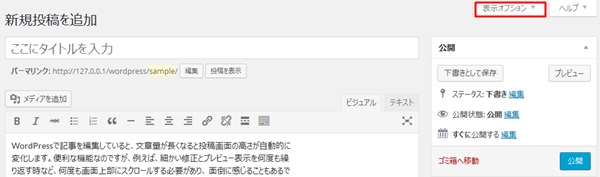 投稿画面の表示オプション