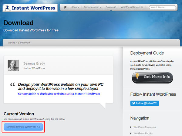 Instant WordPress のダウンロード Instant WordPress のダウンロード