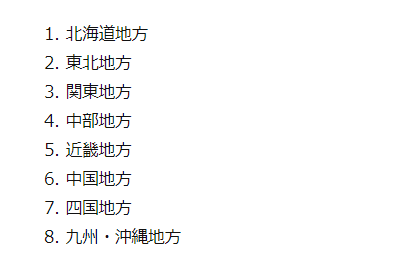 順序付きリストの表示例