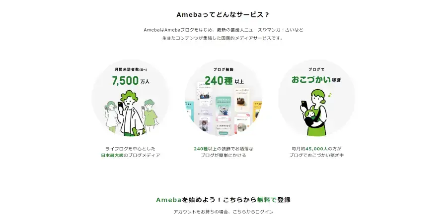 Amebaブログのトップページ
