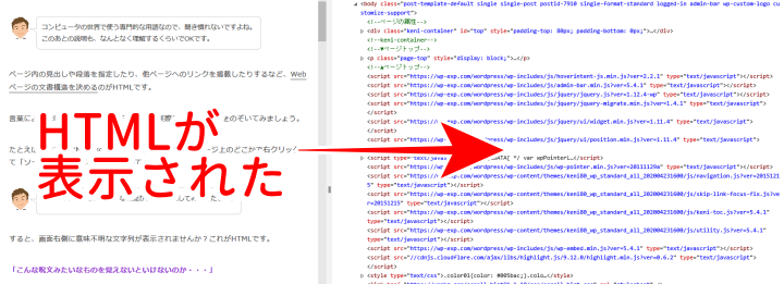 HTMLソースの表示例