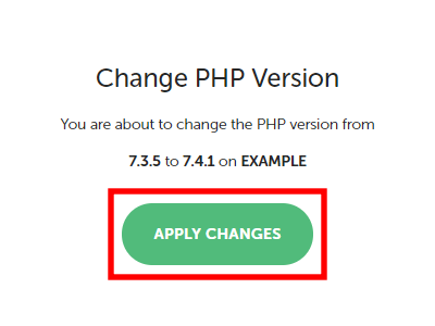 「Local」PHPバージョン変更ボタンをクリック